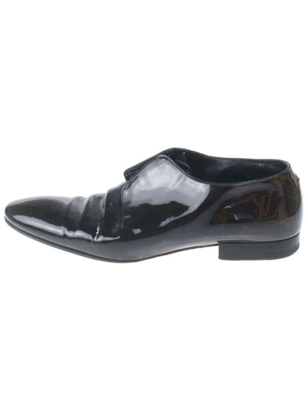 Louis Vuitton Vendome Line Derby Monogram Dress Shoes Business Enamel Black